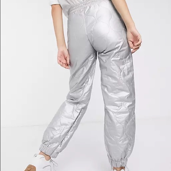 ASOS Vintage Reworked Quilted Joggers in Silver - Picture 4 of 4